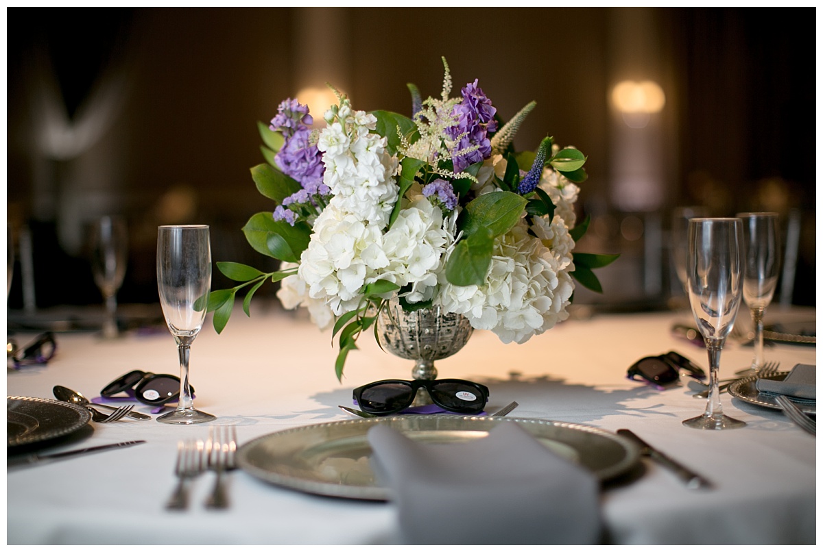 Ivory and purple Piazza on the Green Wedding Flowers