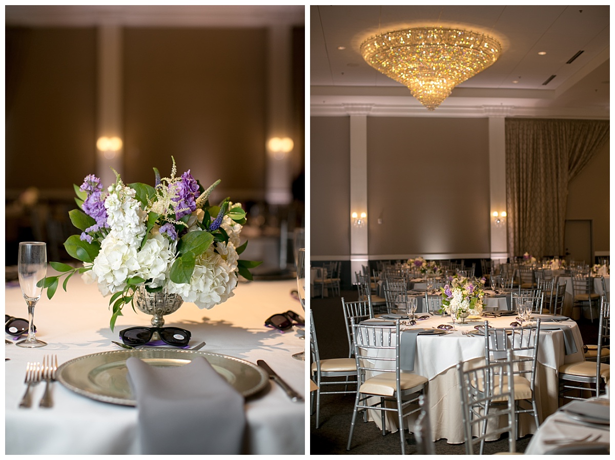 Ivory and purple Piazza on the Green Wedding Flowers