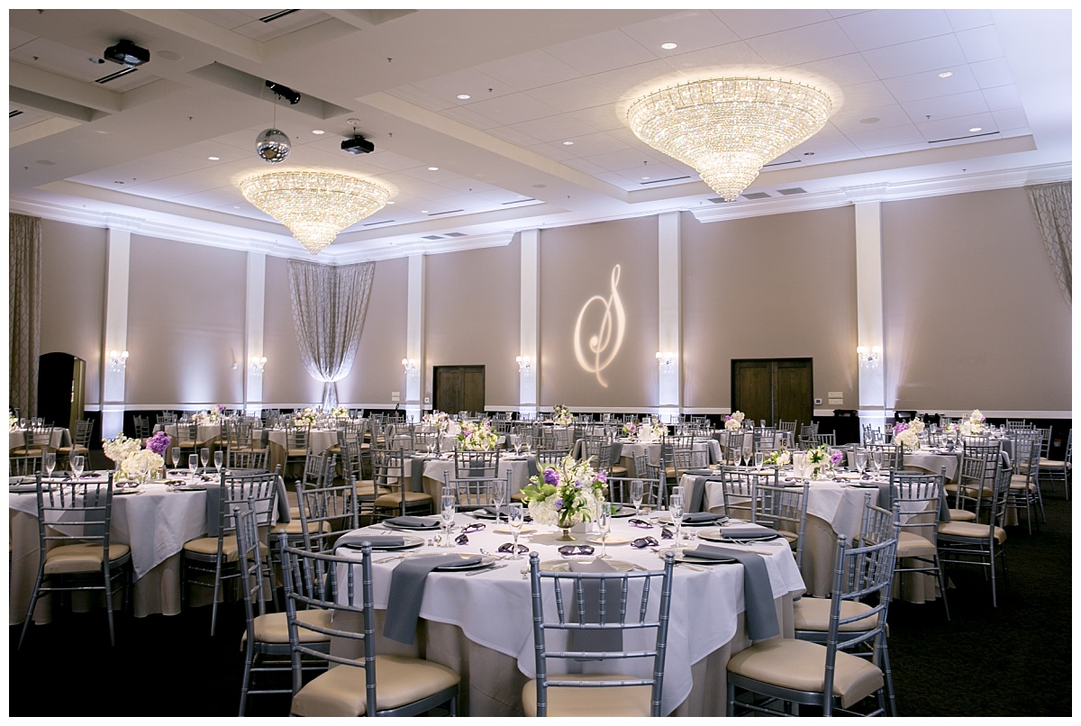 Ivory and purple Piazza on the Green Wedding Flowers