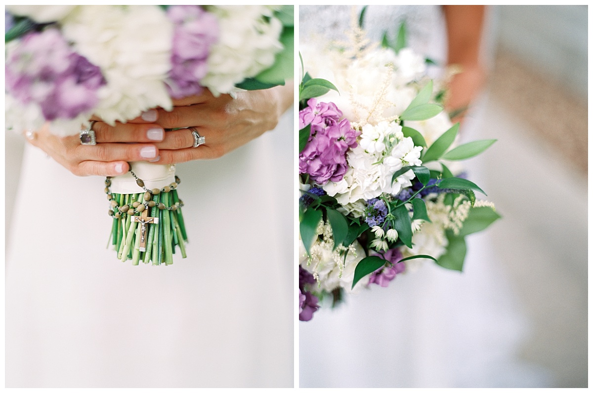 Ivory and purple Piazza on the Green Wedding Flowers