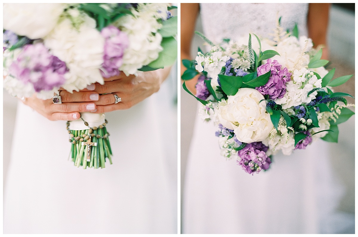 Ivory and purple Piazza on the Green Wedding Flowers