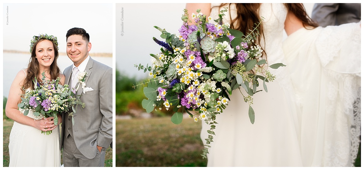 Dallas Filter Building natural organic ivory and lavender wedding flowers with eucalyptus