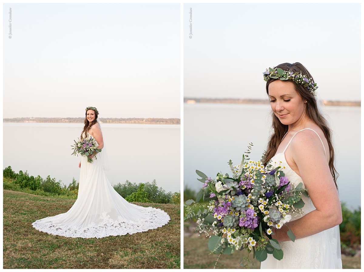 Dallas Filter Building natural organic ivory and lavender wedding flowers with eucalyptus