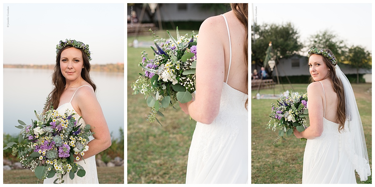 Dallas Filter Building natural organic ivory and lavender wedding flowers with eucalyptus