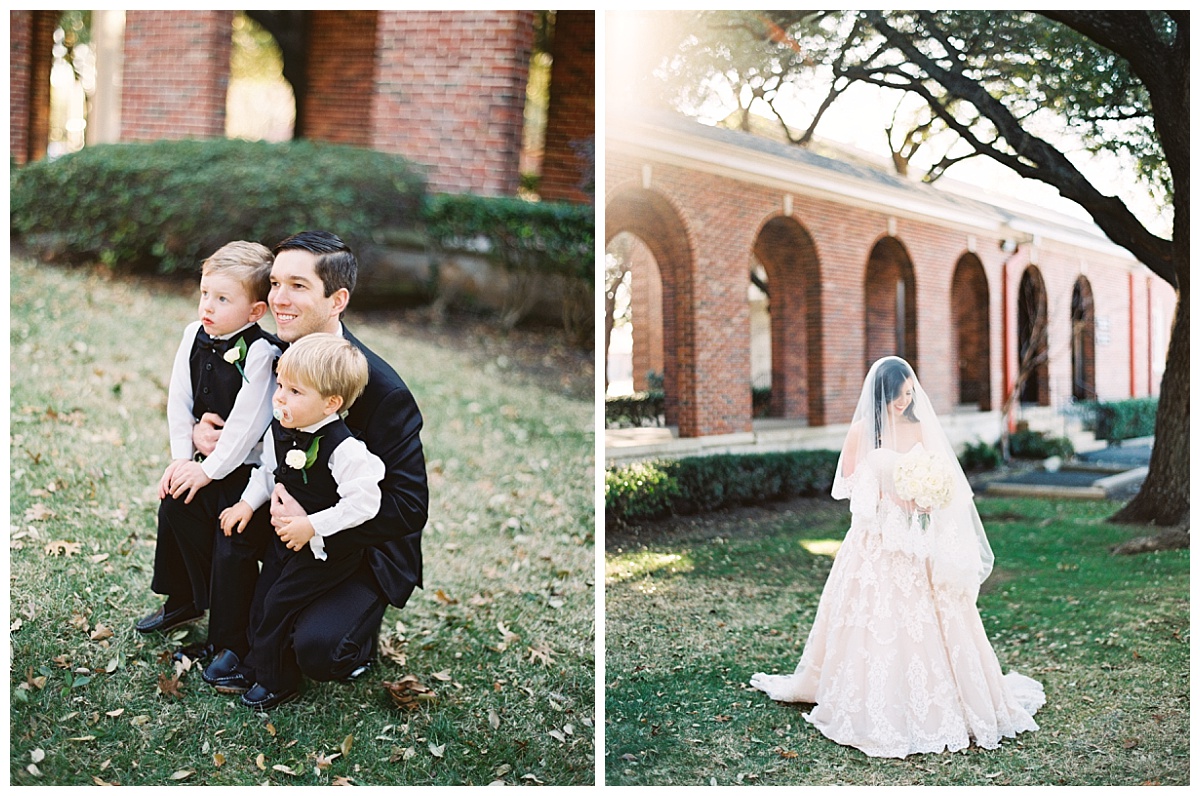 Traditional white, gold, and black Dallas Wedding Royal Lane Baptist Church Room on Main Wedding Flowers