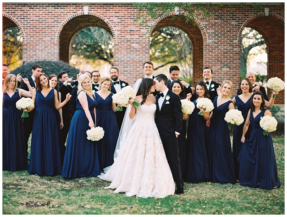 Traditional white, gold, and black Dallas Wedding Royal Lane Baptist Church Room on Main Wedding Flowers