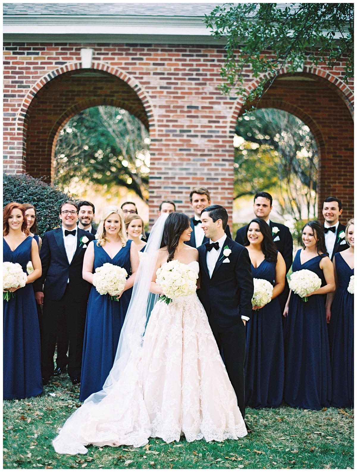 Traditional white, gold, and black Dallas Wedding Royal Lane Baptist Church Room on Main Wedding Flowers