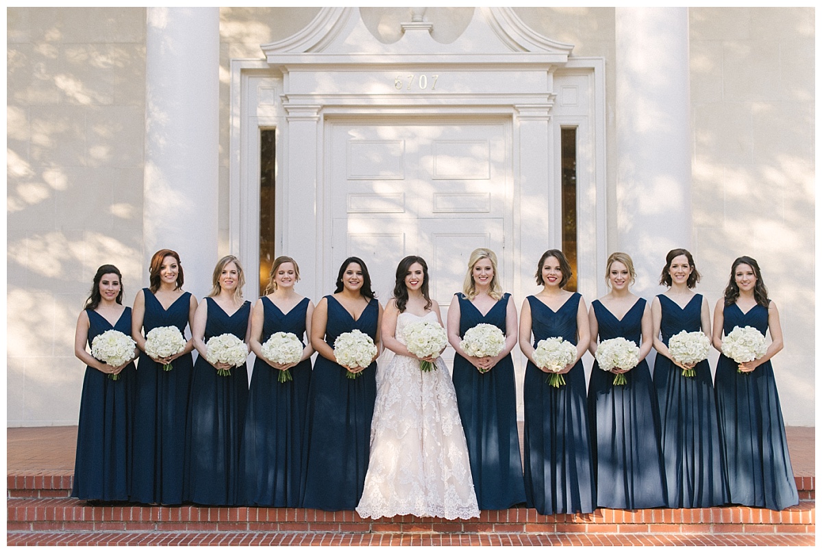 Traditional white, gold, and black Dallas Wedding Royal Lane Baptist Church Room on Main Wedding Flowers