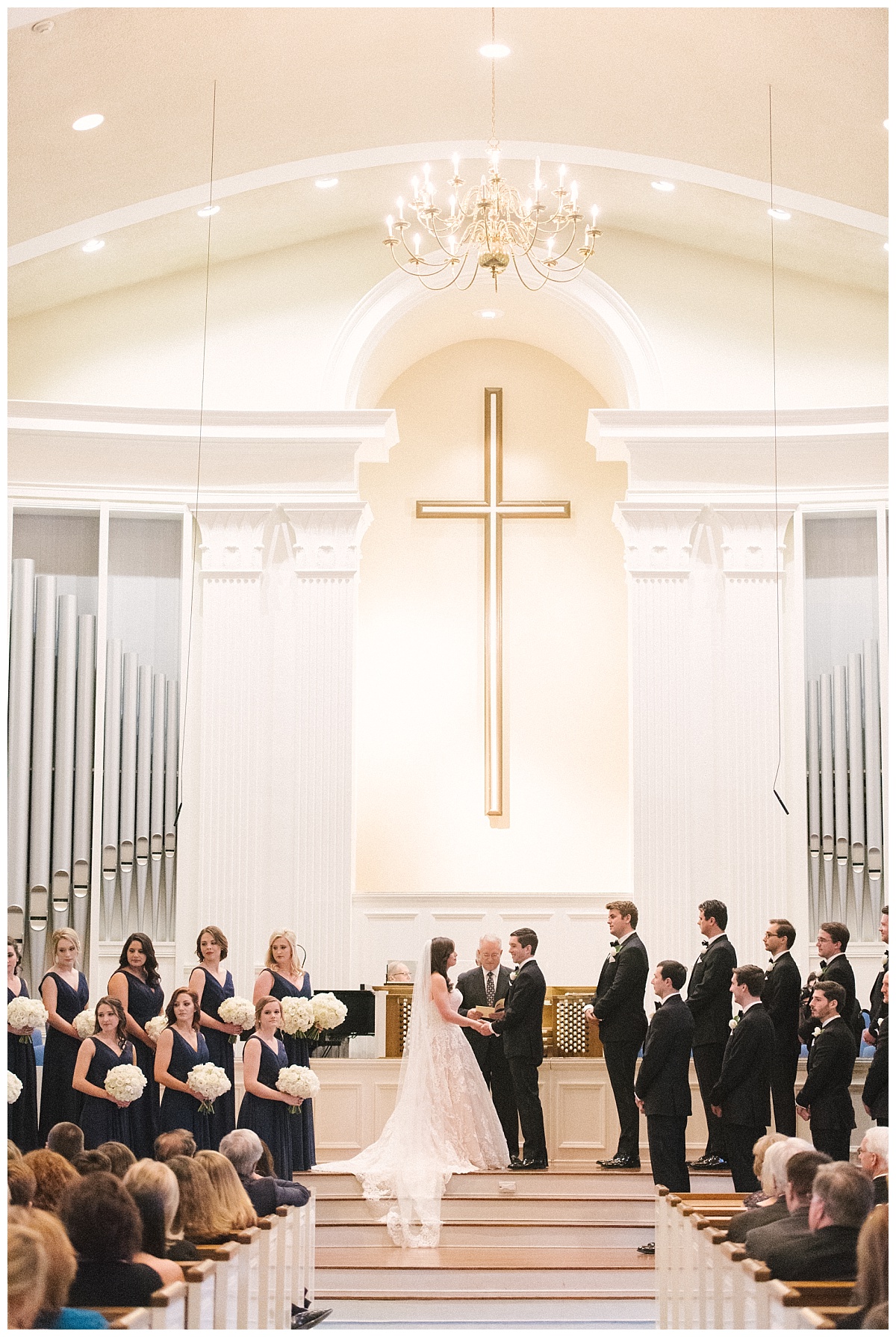 Traditional white, gold, and black Dallas Wedding Royal Lane Baptist Church Room on Main Wedding Flowers