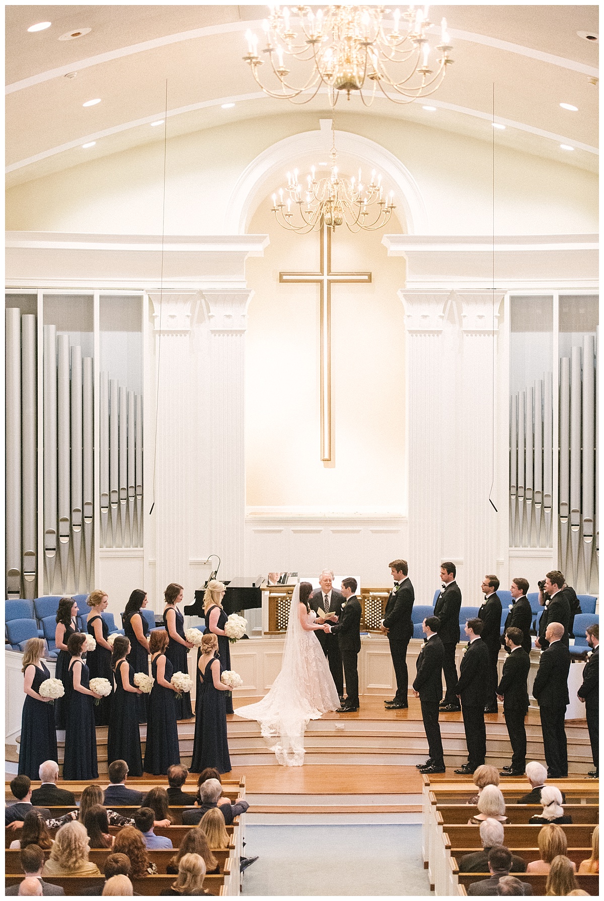 Traditional white, gold, and black Dallas Wedding Royal Lane Baptist Church Room on Main Wedding Flowers