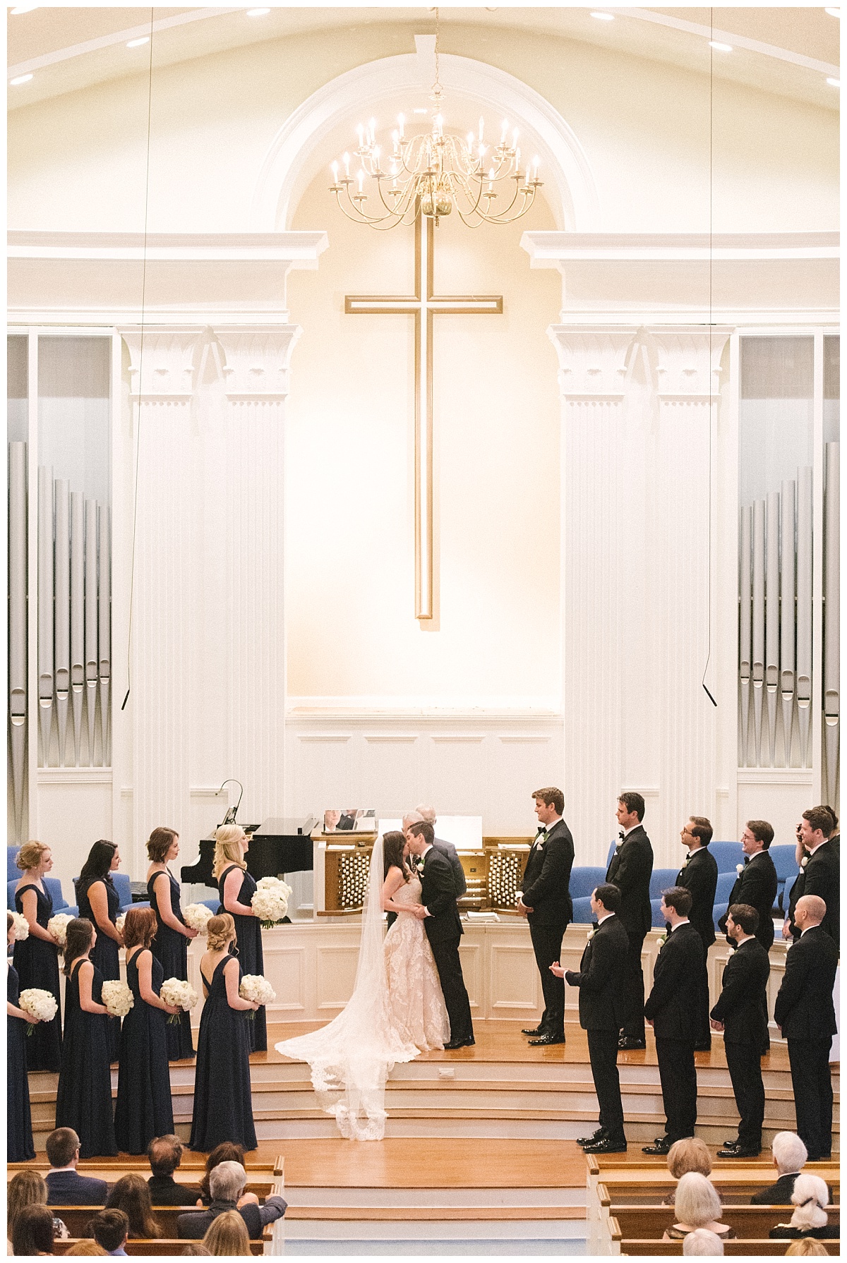 Traditional white, gold, and black Dallas Wedding Royal Lane Baptist Church Room on Main Wedding Flowers