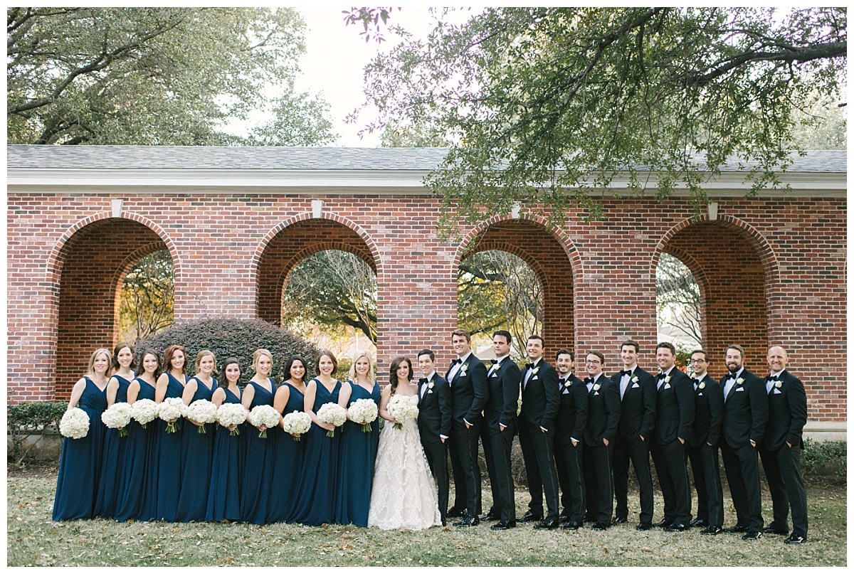 Traditional white, gold, and black Dallas Wedding Royal Lane Baptist Church Room on Main Wedding Flowers