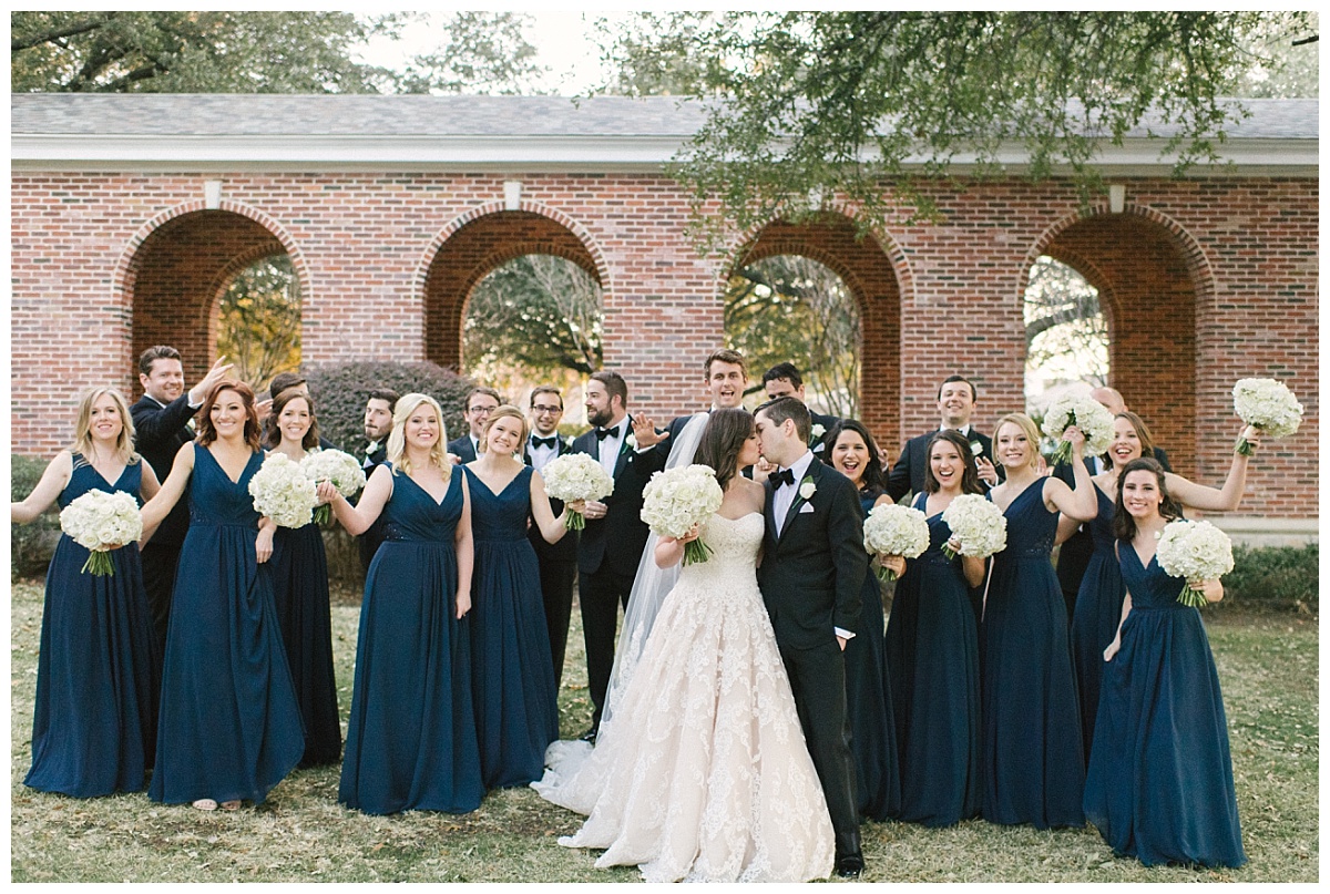 Traditional white, gold, and black Dallas Wedding Royal Lane Baptist Church Room on Main Wedding Flowers