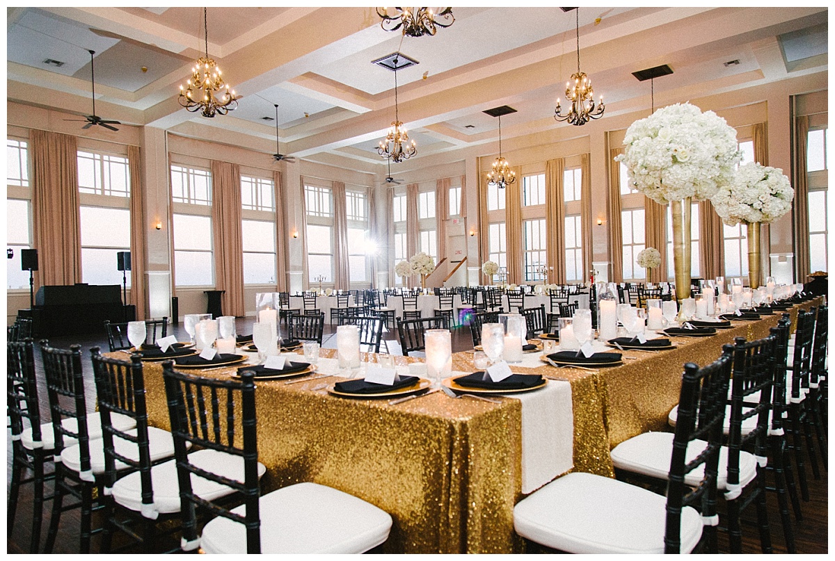 Traditional white, gold, and black Dallas Wedding Royal Lane Baptist Church Room on Main Wedding Flowers