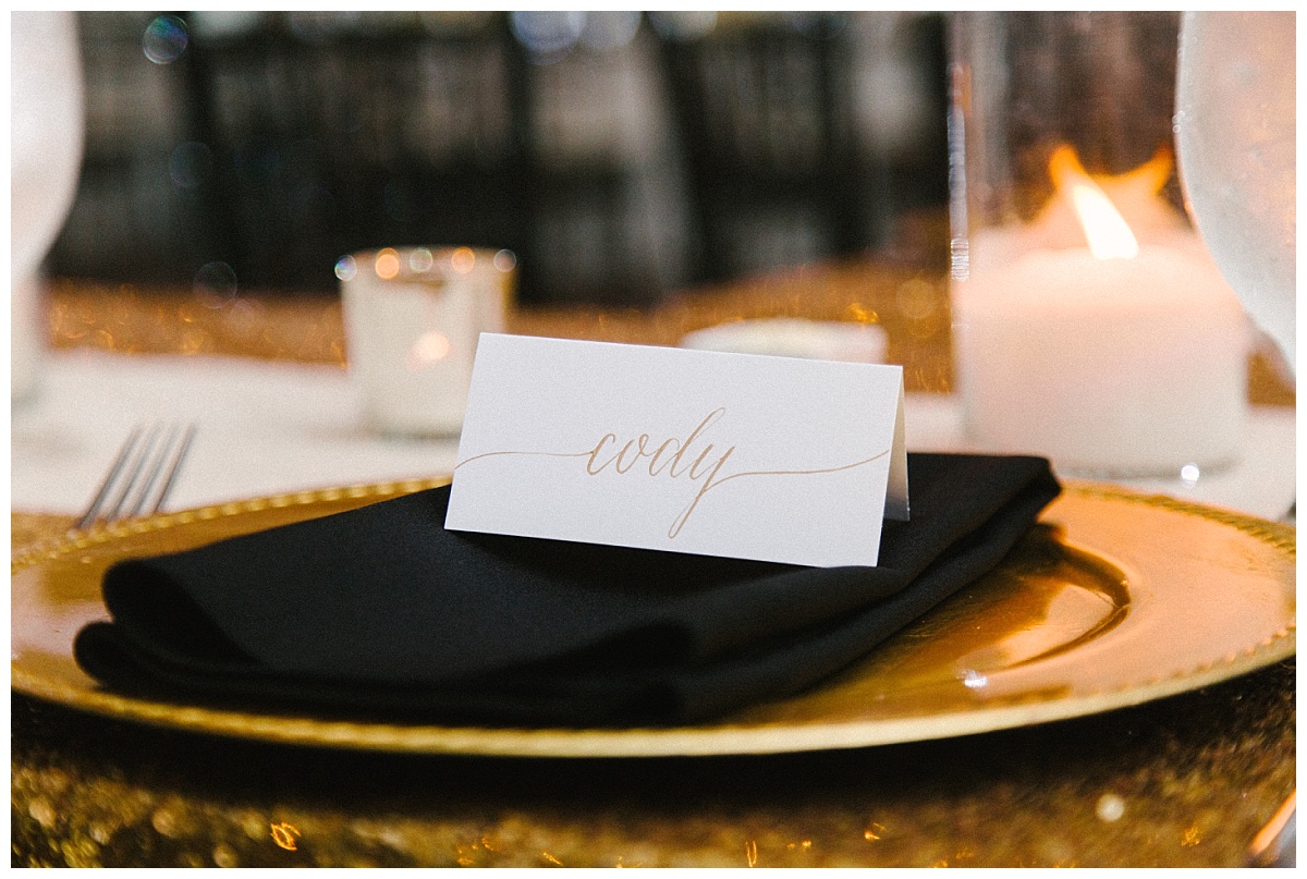 Traditional white, gold, and black Dallas Wedding Royal Lane Baptist Church Room on Main Wedding Flowers