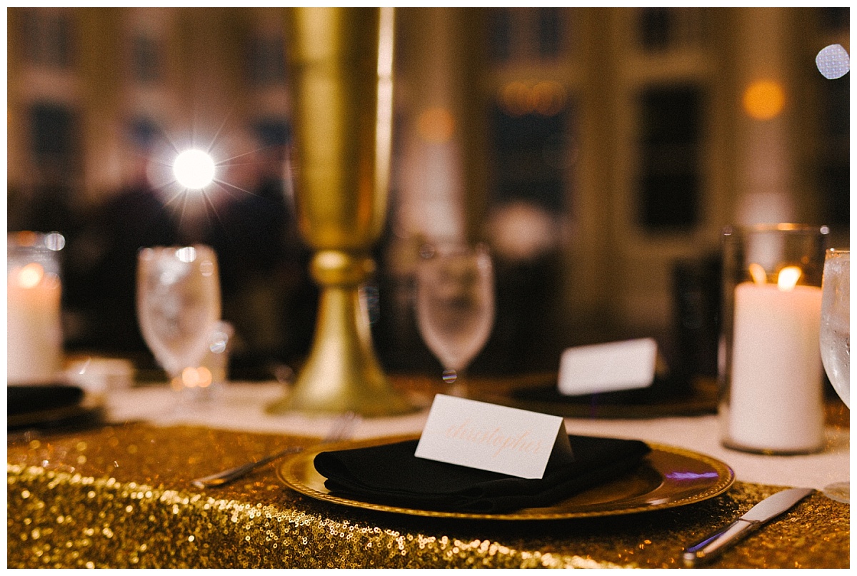 Traditional white, gold, and black Dallas Wedding Royal Lane Baptist Church Room on Main Wedding Flowers