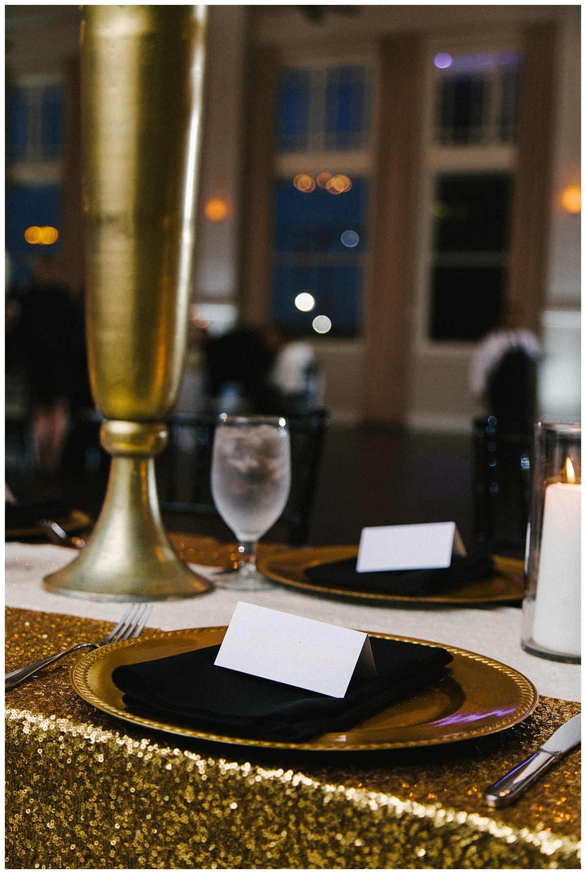 Traditional white, gold, and black Dallas Wedding Royal Lane Baptist Church Room on Main Wedding Flowers