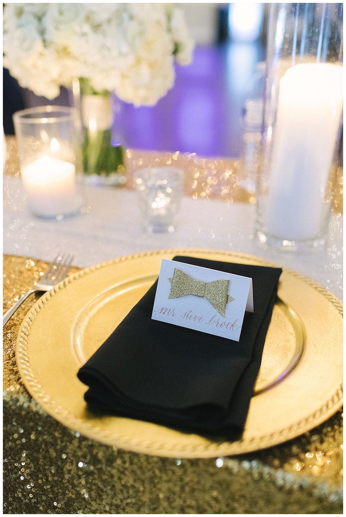 Traditional white, gold, and black Dallas Wedding Royal Lane Baptist Church Room on Main Wedding Flowers