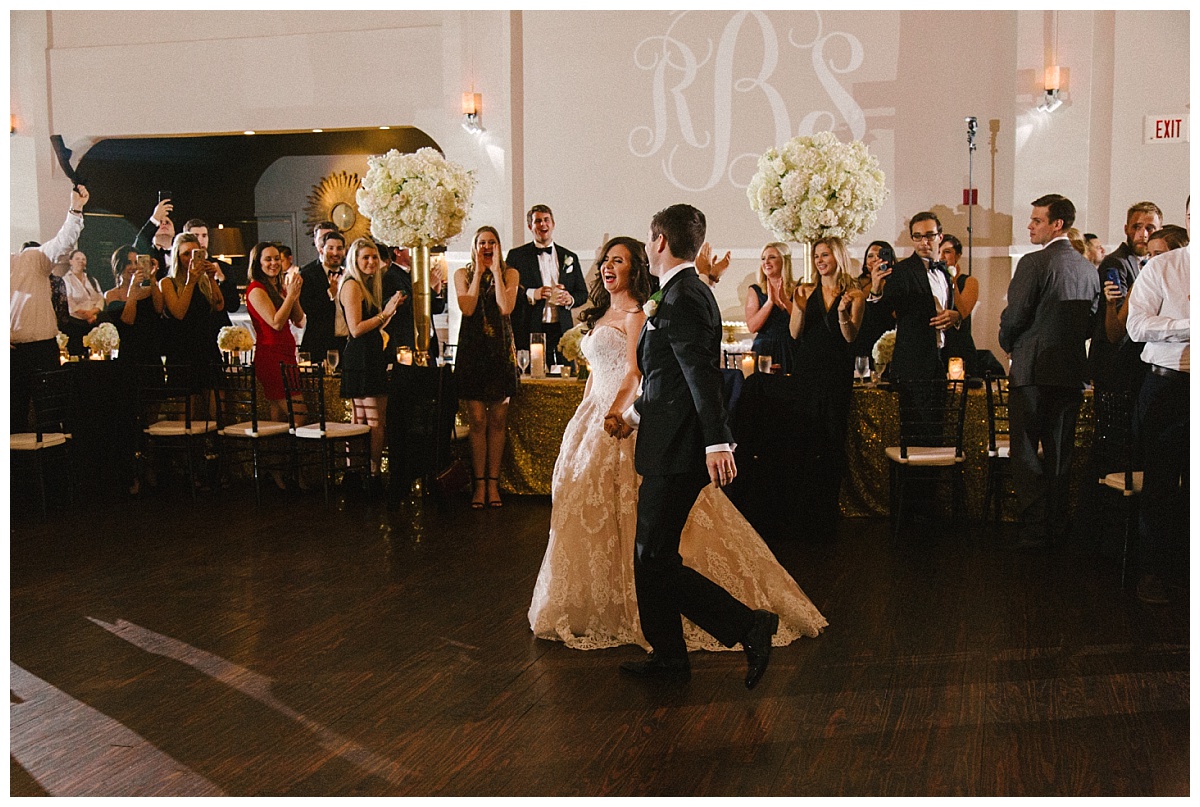 Traditional white, gold, and black Dallas Wedding Royal Lane Baptist Church Room on Main Wedding Flowers