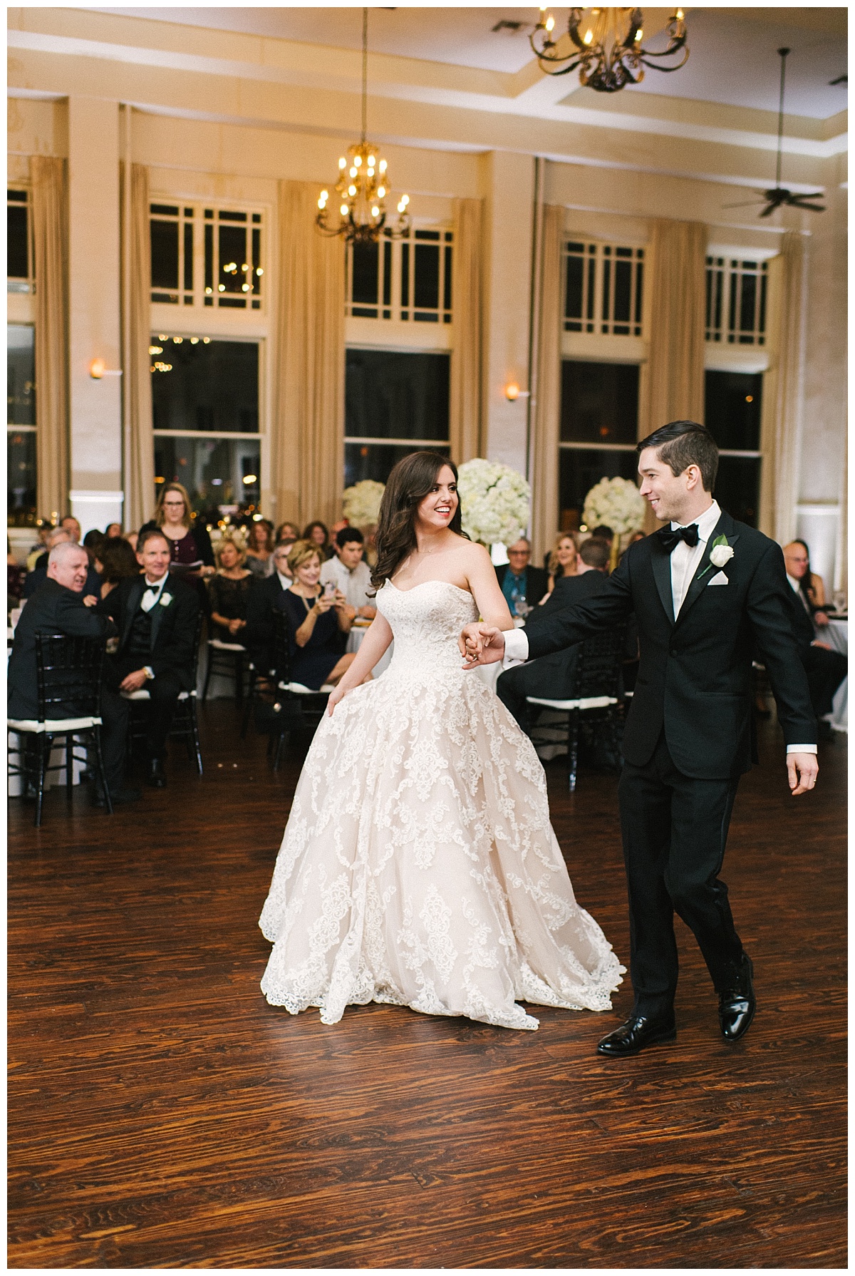 Traditional white, gold, and black Dallas Wedding Royal Lane Baptist Church Room on Main Wedding Flowers