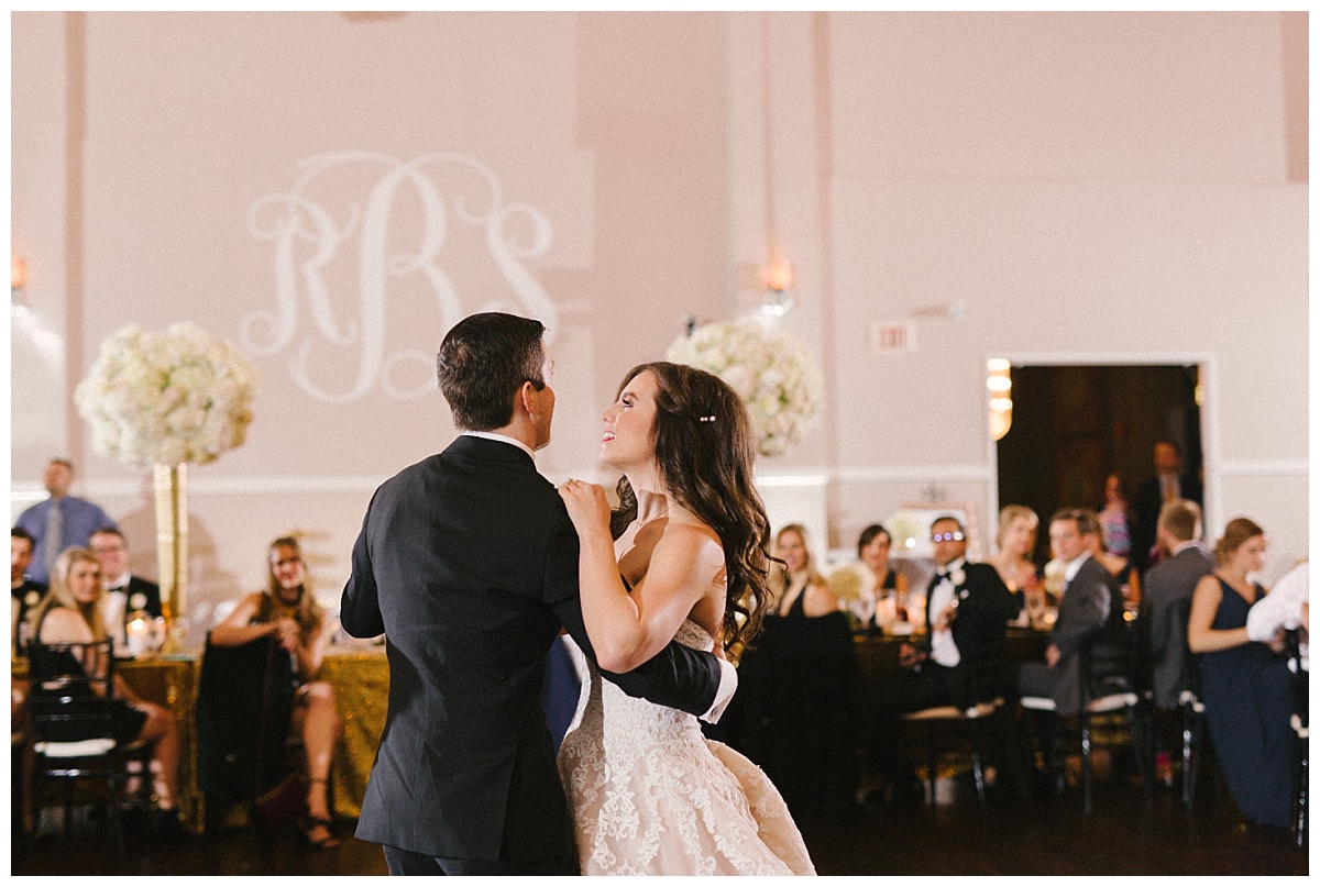 Traditional white, gold, and black Dallas Wedding Royal Lane Baptist Church Room on Main Wedding Flowers